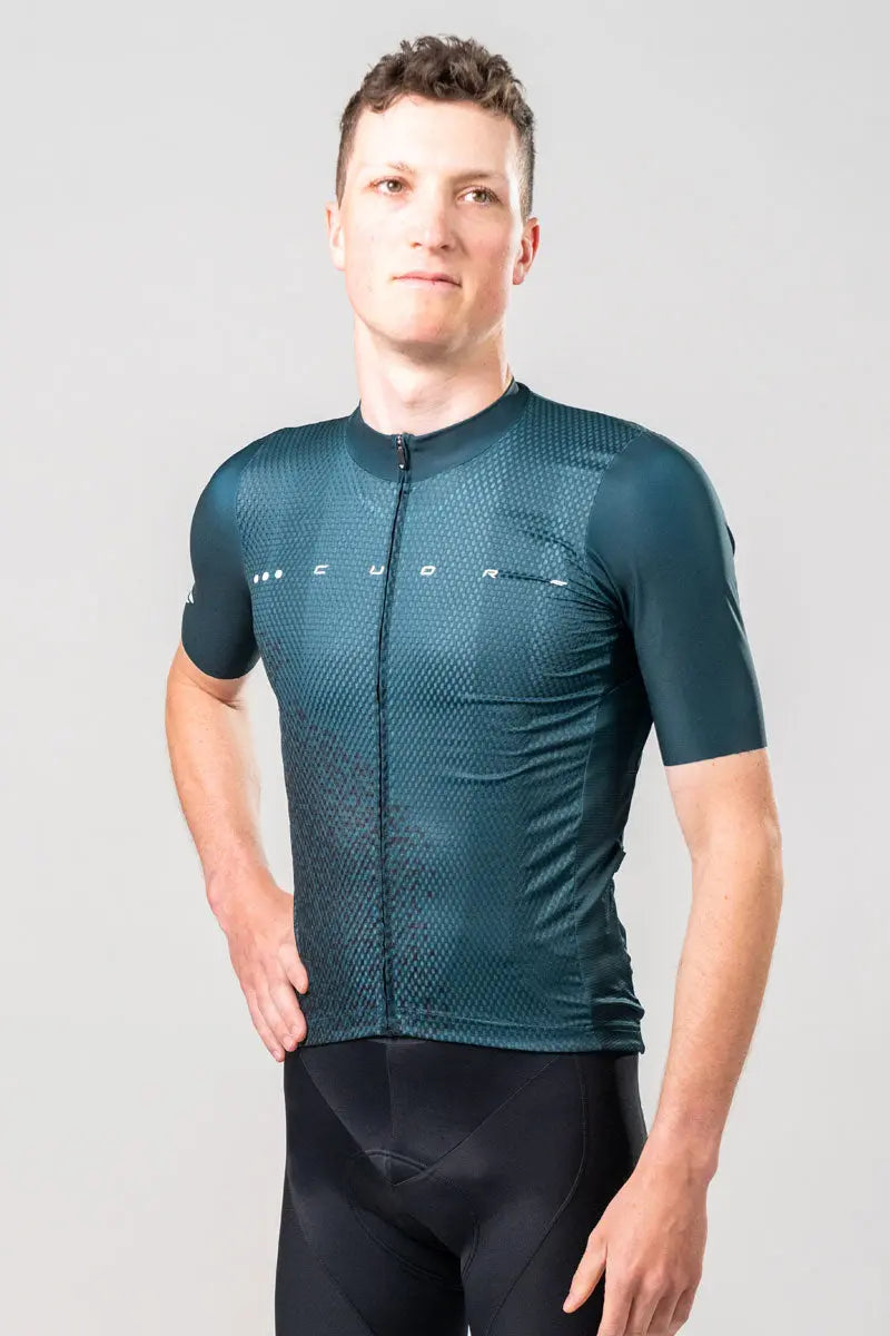 Maillot cycliste femme Cuore Of Switzerland bleu moyen rose fermeture Maillot cycliste femme Cuore Of Switzerland bleu moyen rose fermeture
